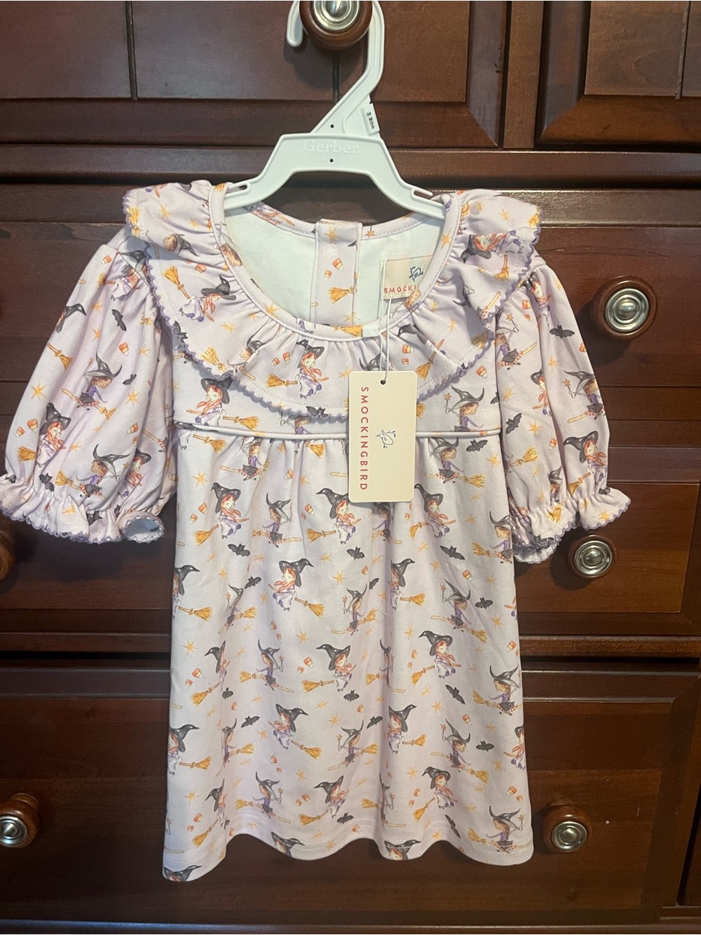 Girls' Lavender Witch and Candy Corn Print Cotton Blouse